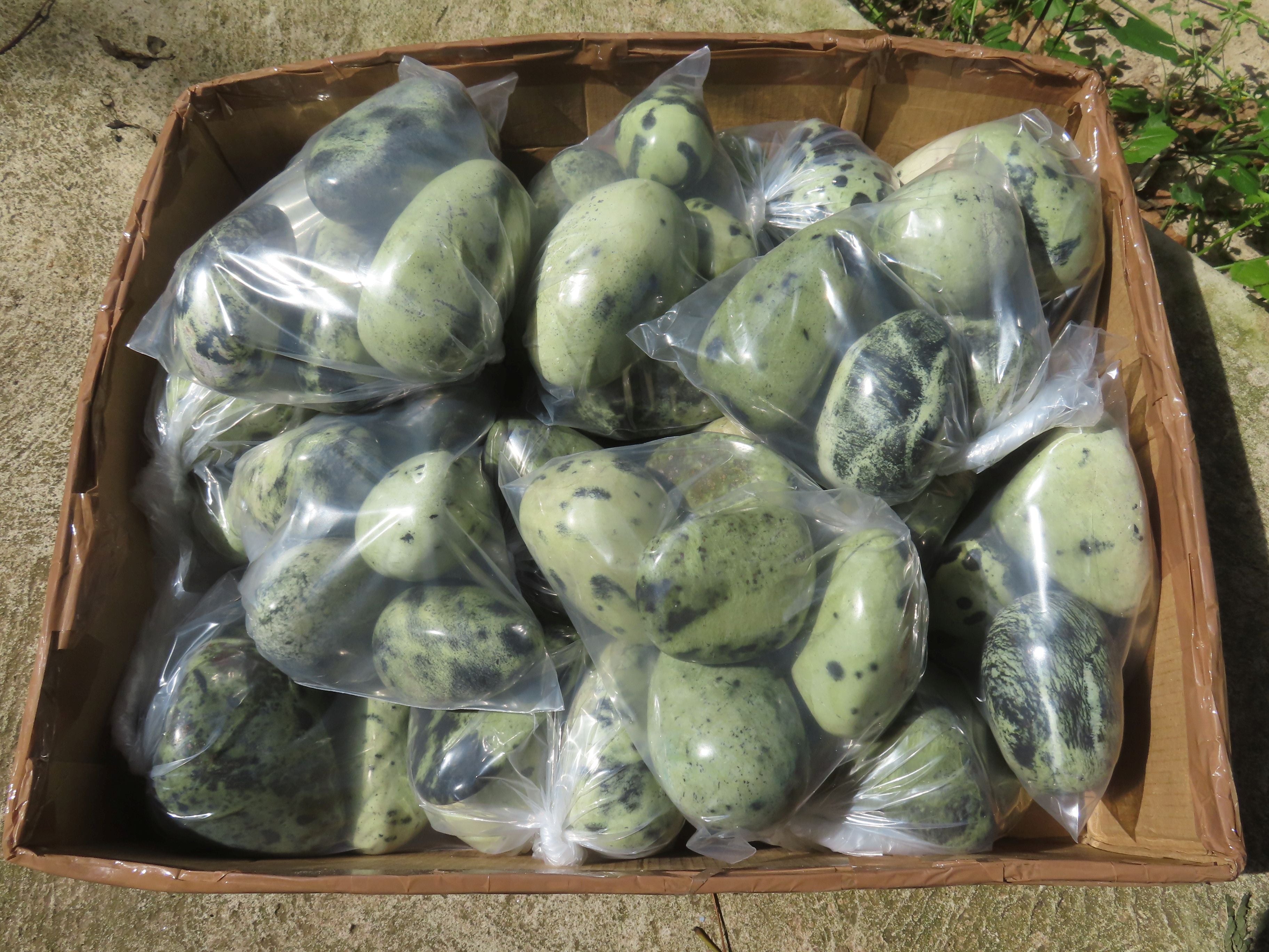 Polished Highly Selected Leopard Stone Green & Blue Dot Patterned Free Forms - Sold per 1 kg  From Zimbabwe - TopRock