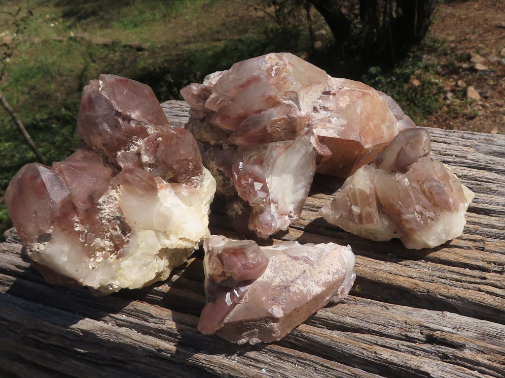 Natural Red Hematoid Phantom Quartz Clusters  x 4 From Karoi, Zimbabwe - TopRock