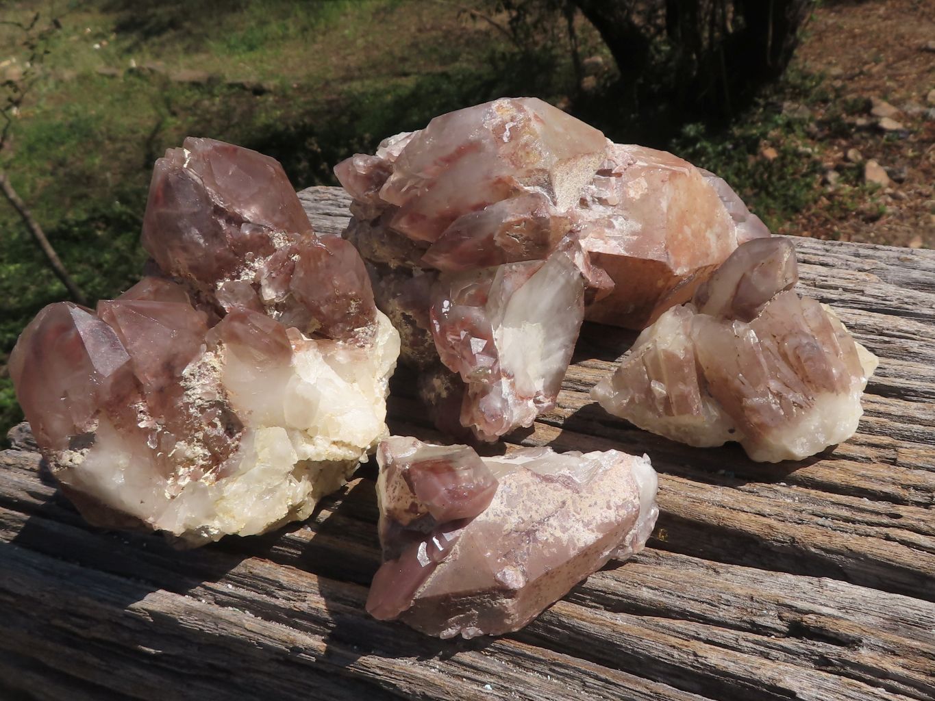 Natural Red Hematoid Phantom Quartz Clusters  x 4 From Karoi, Zimbabwe - TopRock