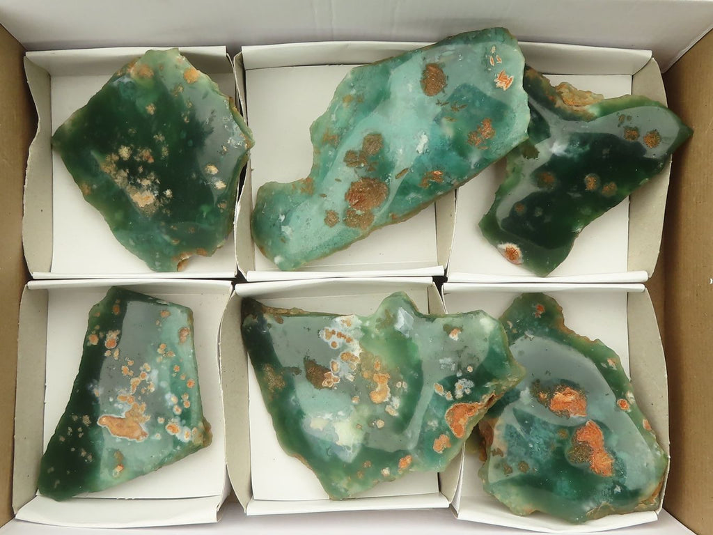 Polished One Side Polished Emerald Mtorolite Plates  x 6 From Zimbabwe - Toprock Gemstones and Minerals 