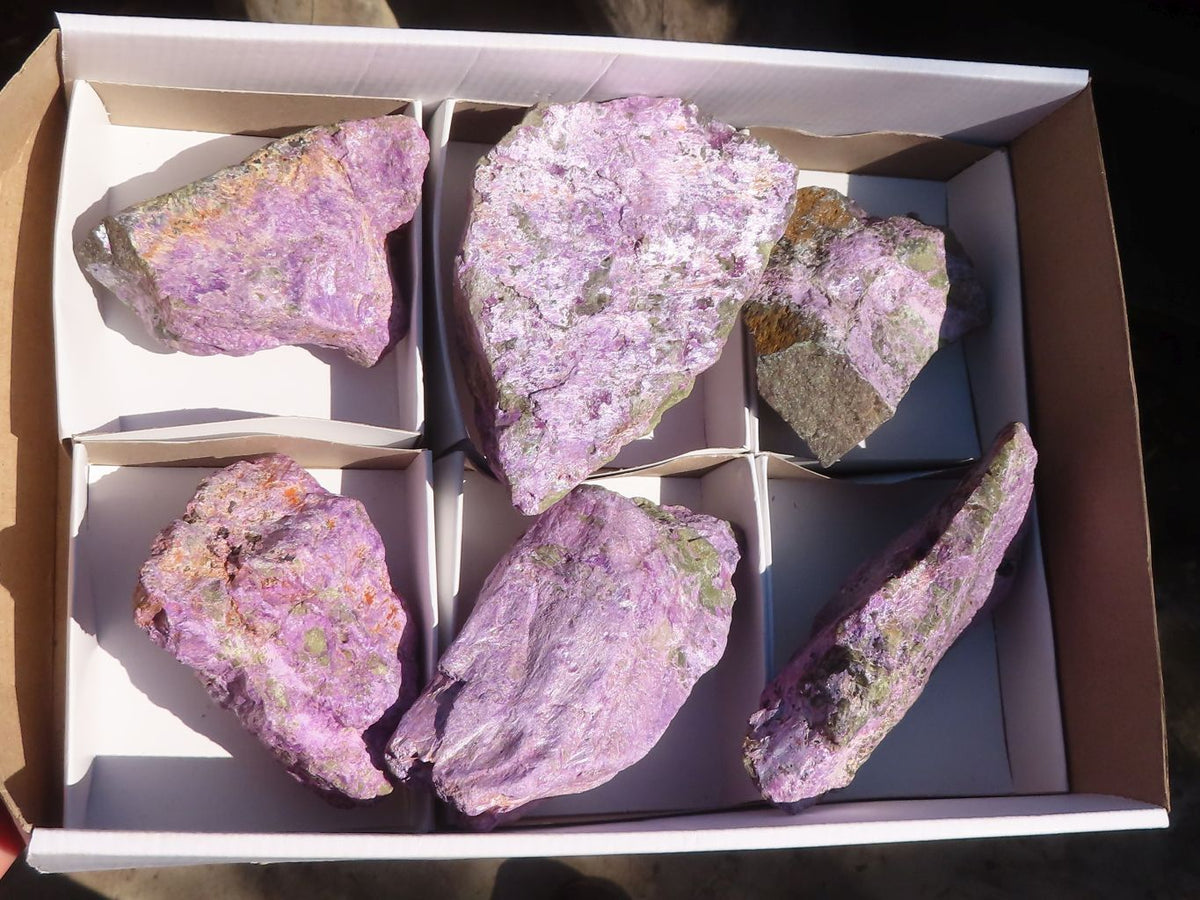 Natural Rough Stichtite & Serpentine Specimens x 6 From Barberton, South Africa - Toprock Gemstones and Minerals 