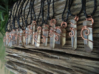 Natural Clear Optic Selected Smokey Quartz Crystals in Copper Art Wire Wrap Pendant - sold per piece - From Zambia - TopRock