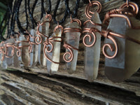 Natural Clear Optic Selected Smokey Quartz Crystals in Copper Art Wire Wrap Pendant - sold per piece - From Zambia - TopRock