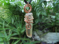 Natural Clear Optic Selected Smokey Quartz Crystals in Copper Art Wire Wrap Pendant - sold per piece - From Zambia - TopRock