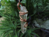 Natural Clear Optic Selected Smokey Quartz Crystals in Copper Art Wire Wrap Pendant - sold per piece - From Zambia - TopRock