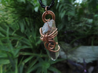 Natural Clear Optic Selected Smokey Quartz Crystals in Copper Art Wire Wrap Pendant - sold per piece - From Zambia - TopRock