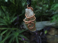Natural Clear Optic Selected Smokey Quartz Crystals in Copper Art Wire Wrap Pendant - sold per piece - From Zambia - TopRock