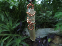 Natural Clear Optic Selected Smokey Quartz Crystals in Copper Art Wire Wrap Pendant - sold per piece - From Zambia - TopRock