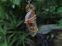 Natural Clear Optic Selected Smokey Quartz Crystals in Copper Art Wire Wrap Pendant - sold per piece - From Zambia - TopRock