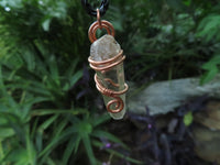 Natural Clear Optic Selected Smokey Quartz Crystals in Copper Art Wire Wrap Pendant - sold per piece - From Zambia - TopRock