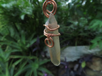Natural Clear Optic Selected Smokey Quartz Crystals in Copper Art Wire Wrap Pendant - sold per piece - From Zambia - TopRock