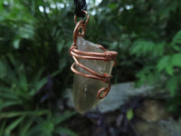 Natural Clear Optic Selected Smokey Quartz Crystals in Copper Art Wire Wrap Pendant - sold per piece - From Zambia - TopRock