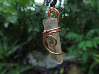 Natural Clear Optic Selected Smokey Quartz Crystals in Copper Art Wire Wrap Pendant - sold per piece - From Zambia - TopRock