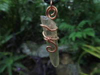 Natural Clear Optic Selected Smokey Quartz Crystals in Copper Art Wire Wrap Pendant - sold per piece - From Zambia - TopRock