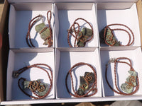 Polished Copper Wire Wrapped Leopard Stone Eagle Pendants x 6 From Zimbabwe - Toprock Gemstones and Minerals 