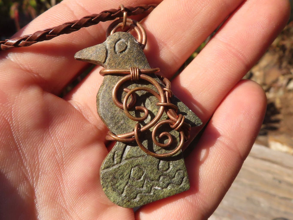 Polished Copper Wire Wrapped Leopard Stone Eagle Pendants x 6 From Zimbabwe - Toprock Gemstones and Minerals 