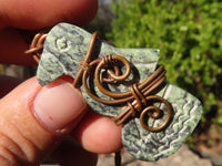 Polished Copper Wire Wrapped Leopard Stone Eagle Pendants x 6 From Zimbabwe - Toprock Gemstones and Minerals 