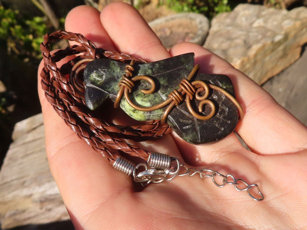 Polished Copper Wire Wrapped Leopard Stone Eagle Pendants x 6 From Zimbabwe - Toprock Gemstones and Minerals 