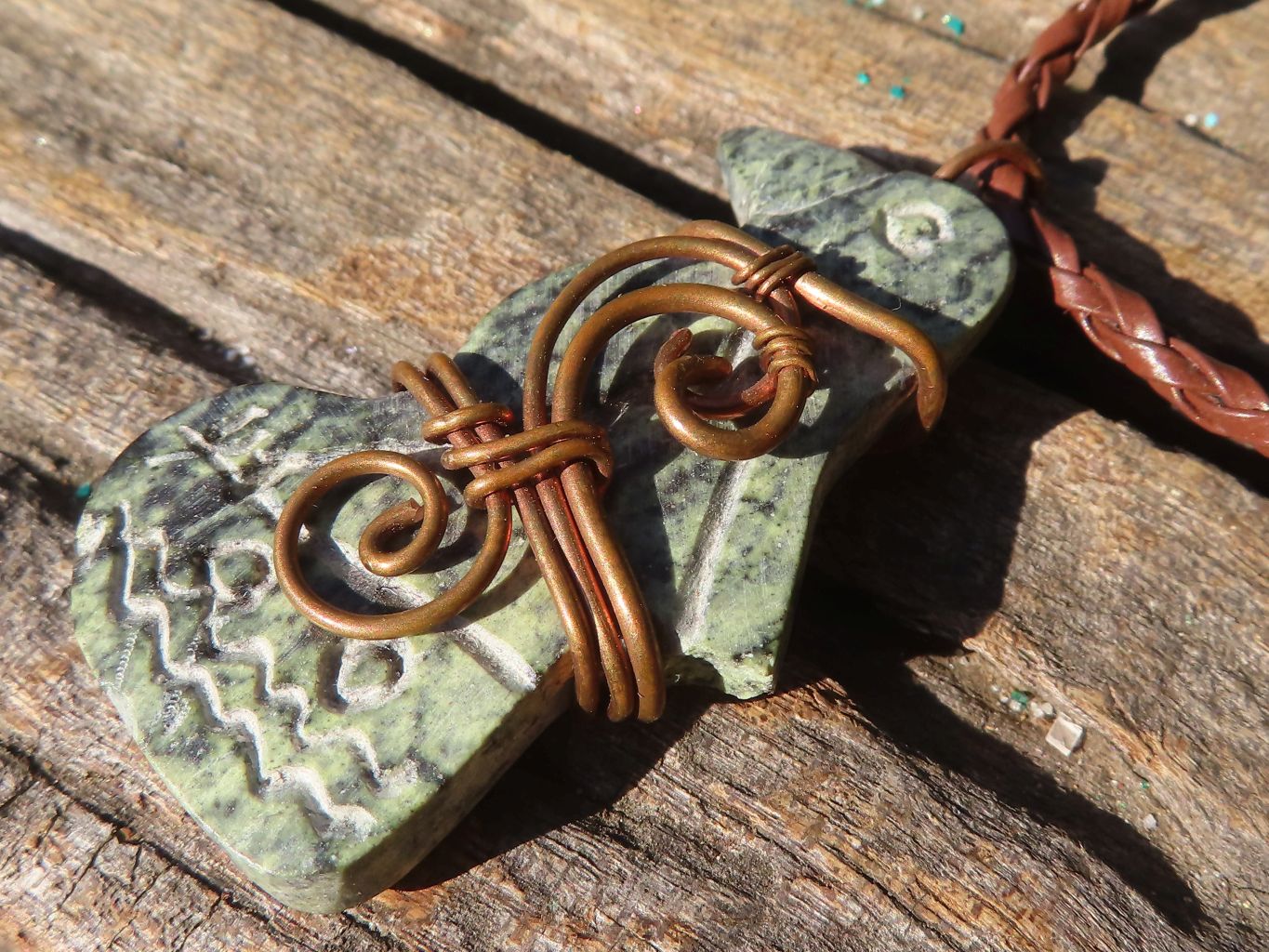 Polished Copper Wire Wrapped Leopard Stone Eagle Pendants x 6 From Zimbabwe - Toprock Gemstones and Minerals 