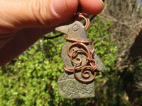 Polished Copper Wire Wrapped Leopard Stone Eagle Pendants x 6 From Zimbabwe - Toprock Gemstones and Minerals 