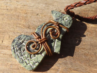 Polished Copper Wire Wrapped Leopard Stone Eagle Pendants x 6 From Zimbabwe - Toprock Gemstones and Minerals 