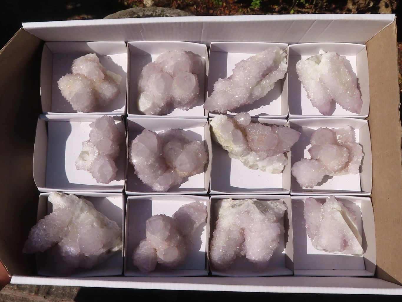 Natural Pale Lilac Spirit Quartz Clusters x 12 From Boekenhouthoek, South Africa - Toprock Gemstones and Minerals 