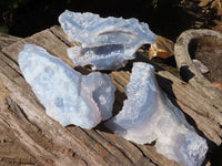 Natural Etched Blue Chalcedony Specimens x 3 From Nsanje, Malawi - Toprock Gemstones and Minerals 
