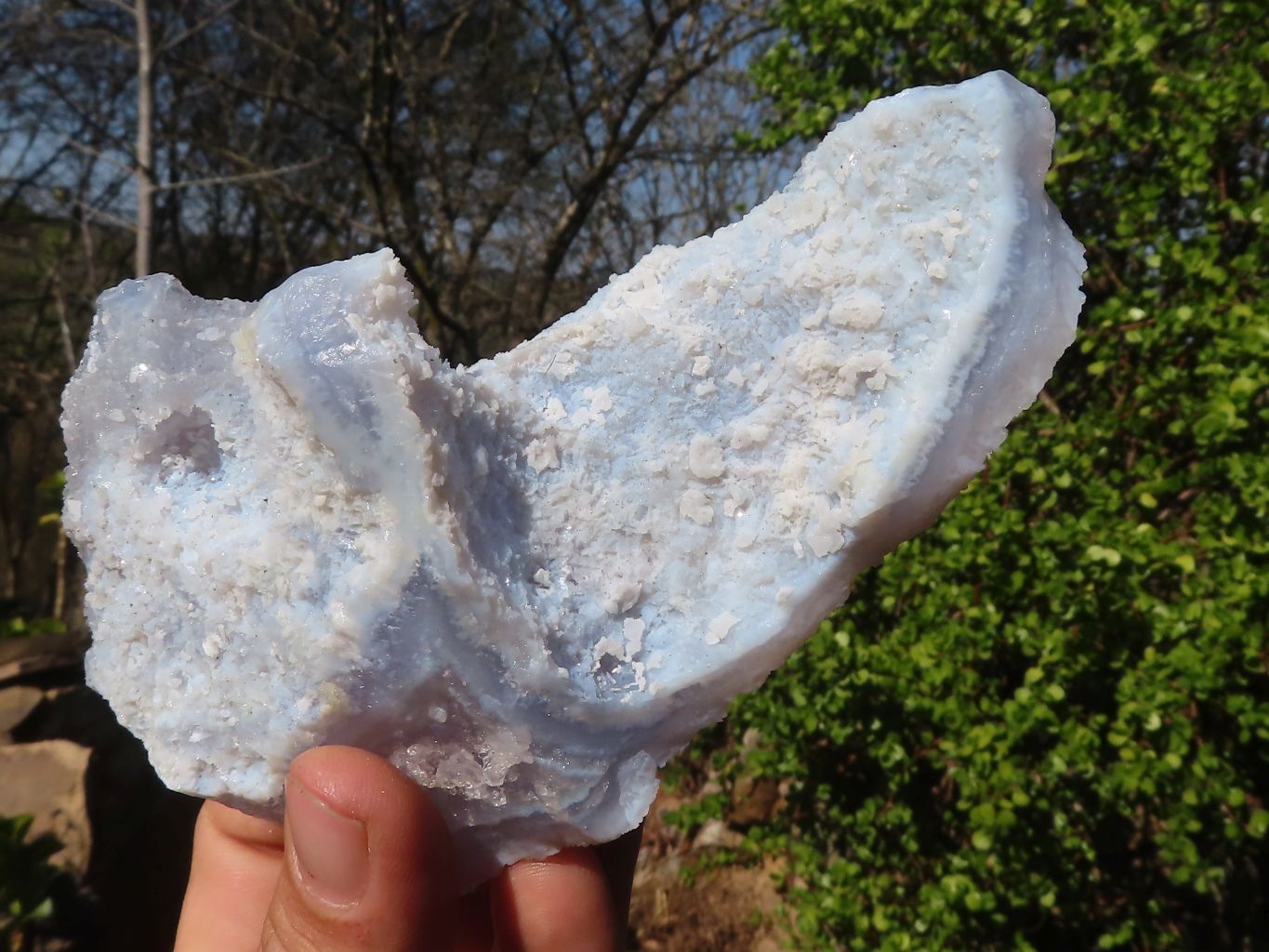 Natural Etched Blue Chalcedony Specimens x 3 From Nsanje, Malawi - Toprock Gemstones and Minerals 