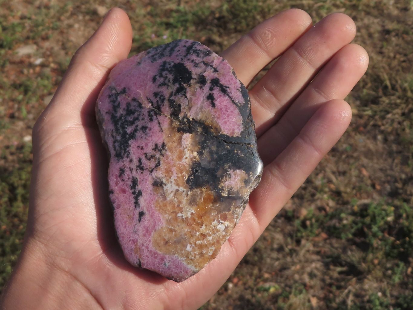 Polished One Sided Pink Rhodonite Free Forms  x 5 From Madagascar - TopRock