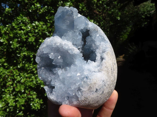 Polished Crystal Centred Blue Celestite Standing Free Form  x 1 From Sakoany, Madagascar - Toprock Gemstones and Minerals 