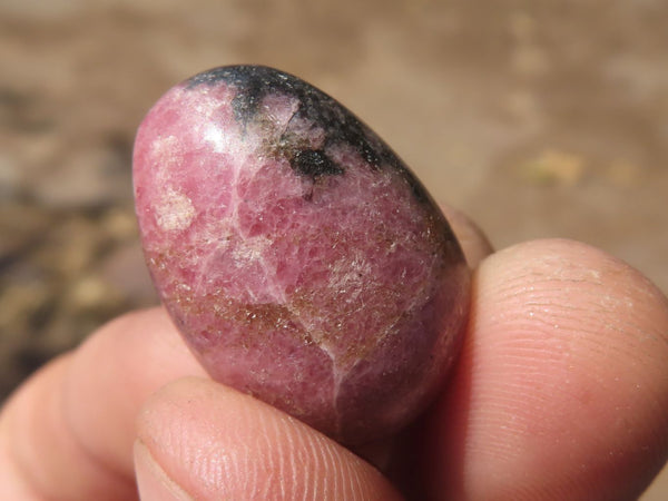 Polished Mini Pink & Black Rhodonite Eggs  x 35 From Ambindavato, Madagascar - TopRock