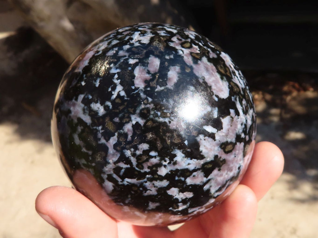 Polished Gabbro / Merlinite Spheres  x 2 From Ambatondrazaka, Madagascar - Toprock Gemstones and Minerals 