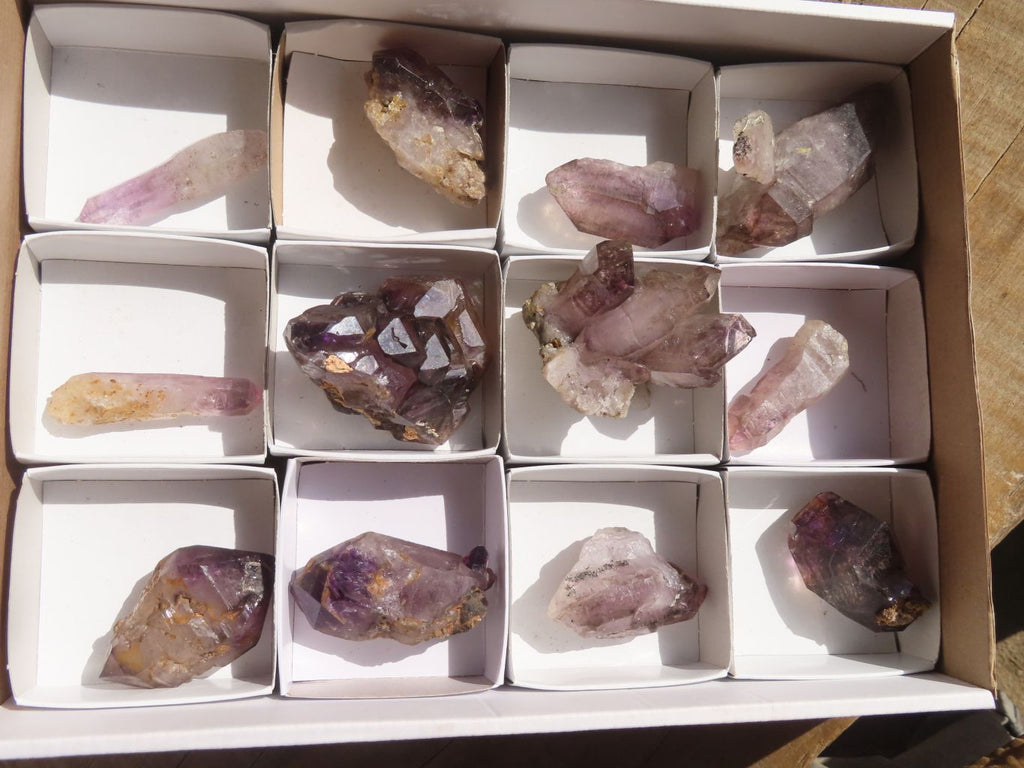 Natural Window Amethyst Crystals  x 12 From Chiredzi, Zimbabwe - Toprock Gemstones and Minerals 