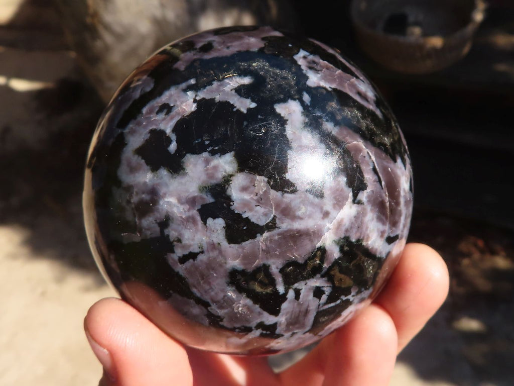 Polished Gabbro / Merlinite Spheres  x 2 From Ambatondrazaka, Madagascar - Toprock Gemstones and Minerals 
