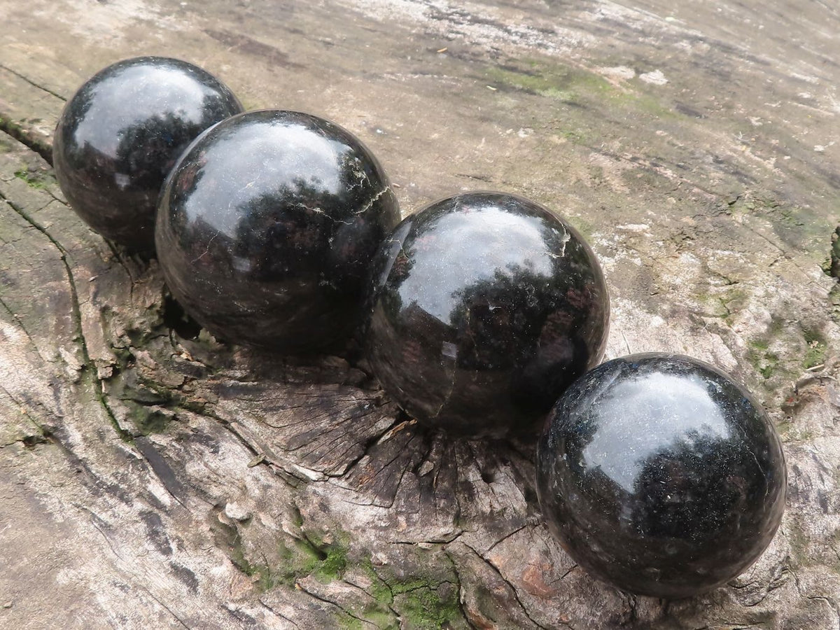 Polished Sparkling Blue Iolite / Water Sapphire Spheres  x 4 From Madagascar - TopRock