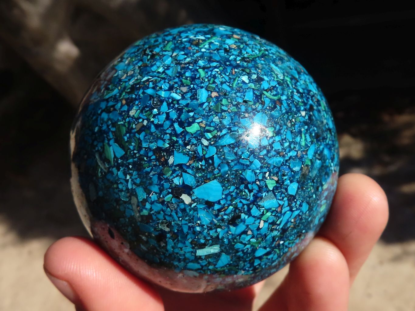 Polished Conglomerate Chrysocolla Spheres  x 2 From Congo - Toprock Gemstones and Minerals 