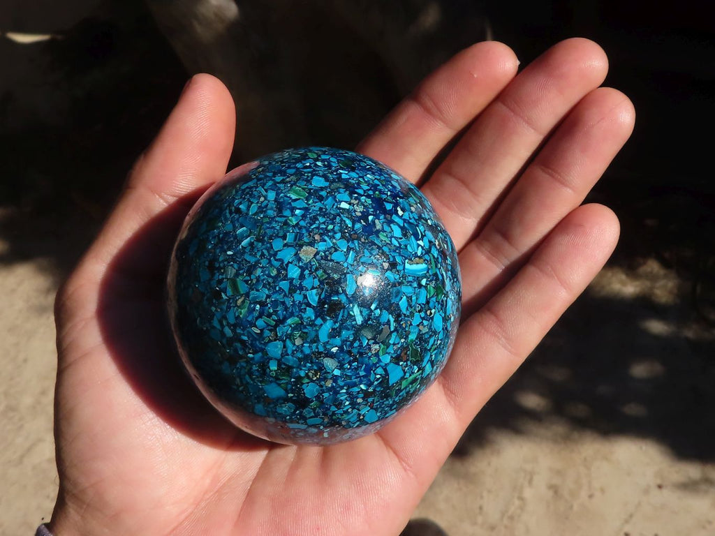 Polished Conglomerate Chrysocolla Spheres  x 2 From Congo - Toprock Gemstones and Minerals 