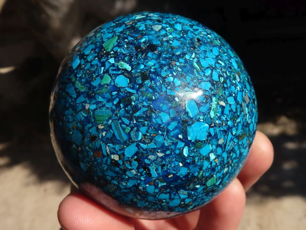 Polished Conglomerate Chrysocolla Spheres  x 2 From Congo - Toprock Gemstones and Minerals 