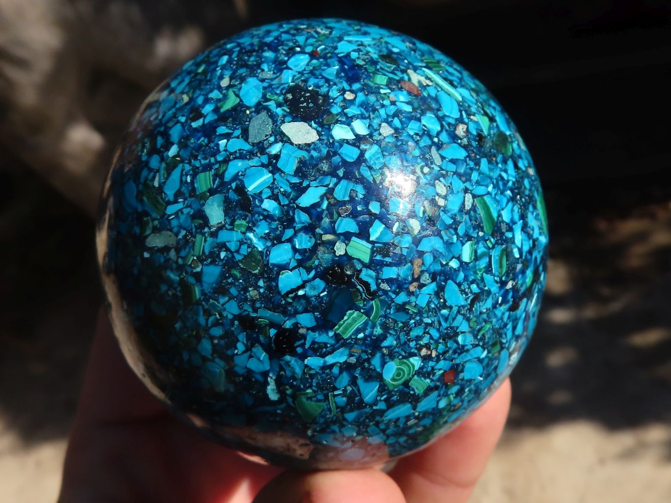Polished Conglomerate Chrysocolla Spheres  x 2 From Congo - Toprock Gemstones and Minerals 