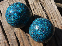 Polished Conglomerate Chrysocolla Spheres  x 2 From Congo - Toprock Gemstones and Minerals 