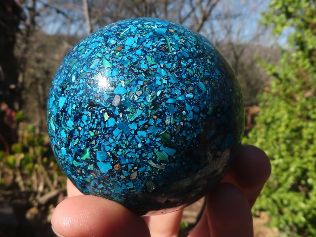 Polished Conglomerate Chrysocolla Spheres  x 2 From Congo - Toprock Gemstones and Minerals 