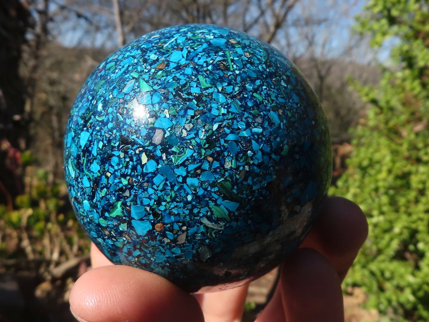 Polished Conglomerate Chrysocolla Spheres  x 2 From Congo - Toprock Gemstones and Minerals 