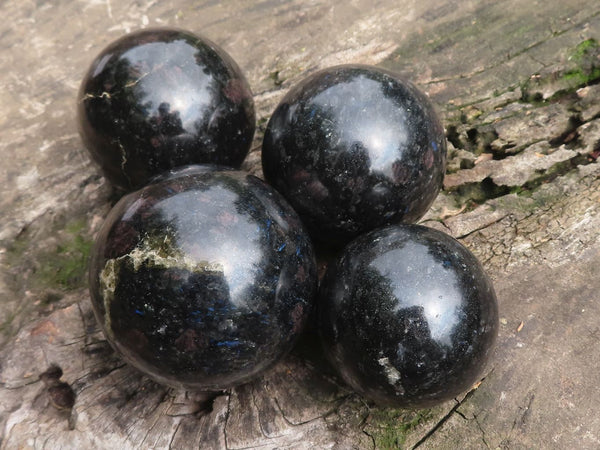 Polished Sparkling Blue Iolite / Water Sapphire Spheres  x 4 From Madagascar - TopRock