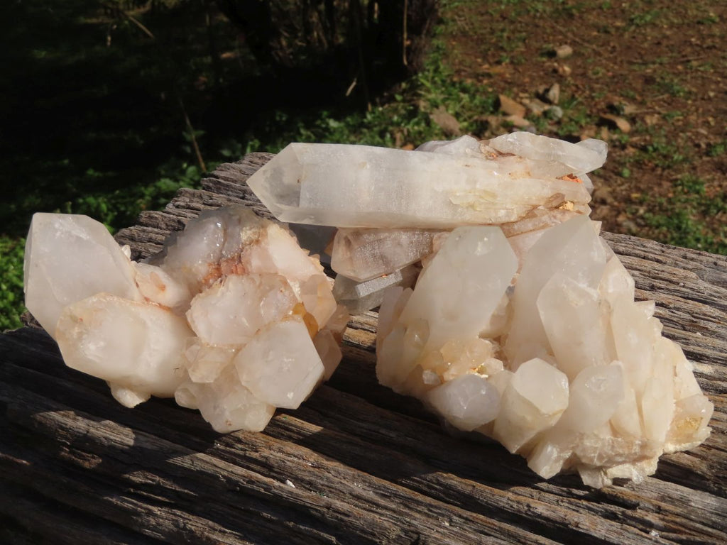 Natural Selected & Cleaned White Phantom Quartz Clusters x 3 From Madagascar - TopRock