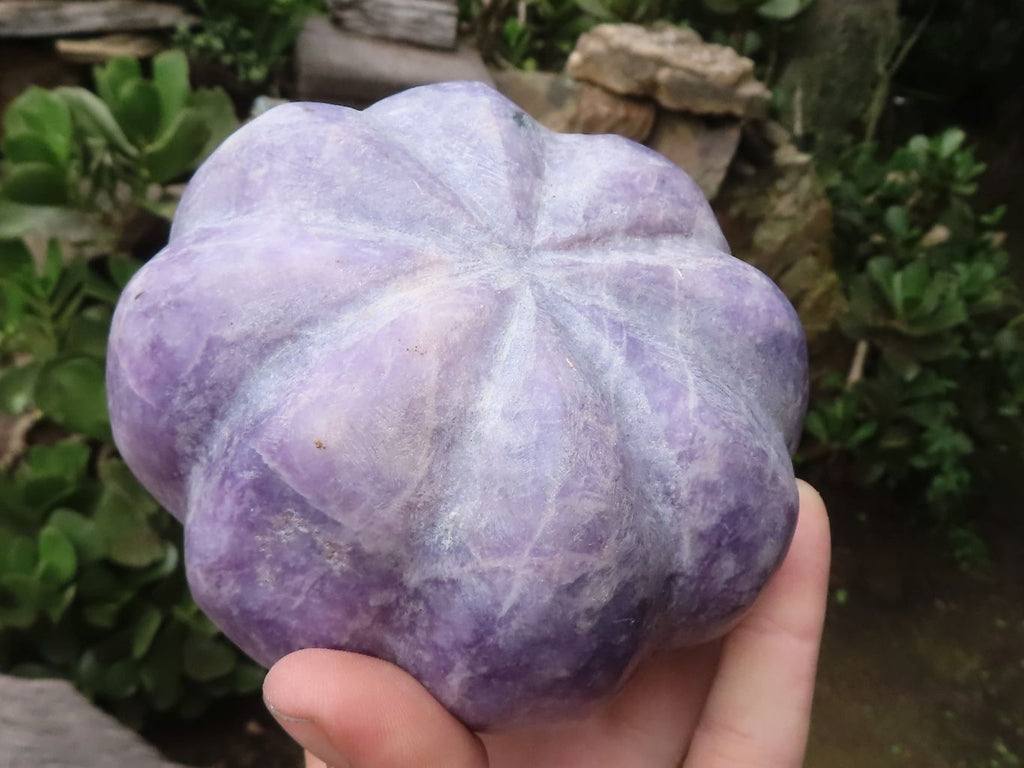 Polished Leopard Stone & Lepidolite Pumpkin Carvings  x 2 From Zimbabwe - TopRock