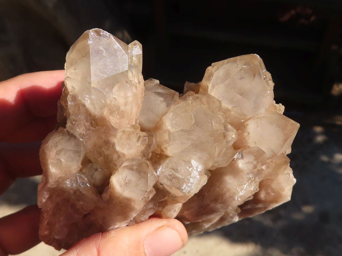 Natural Cascading Smokey Quartz Clusters x 3 From Luena, Congo - Toprock Gemstones and Minerals 