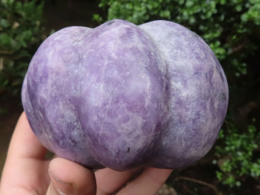 Polished Leopard Stone & Lepidolite Pumpkin Carvings  x 2 From Zimbabwe - TopRock