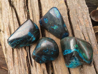 Polished Blue Shattuckite Free Forms With Azurite & Malachite  x 4 From Kaokoveld, Namibia - Toprock Gemstones and Minerals 