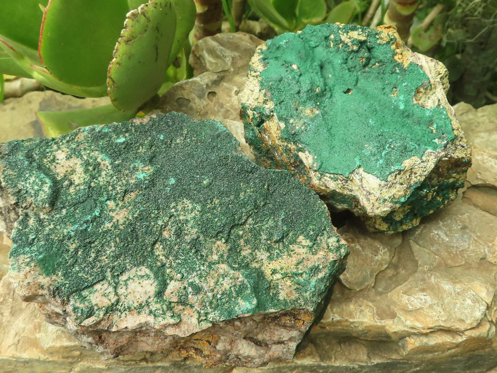 Natural Crystalline Malachite Specimens  x 2 From Congo - TopRock