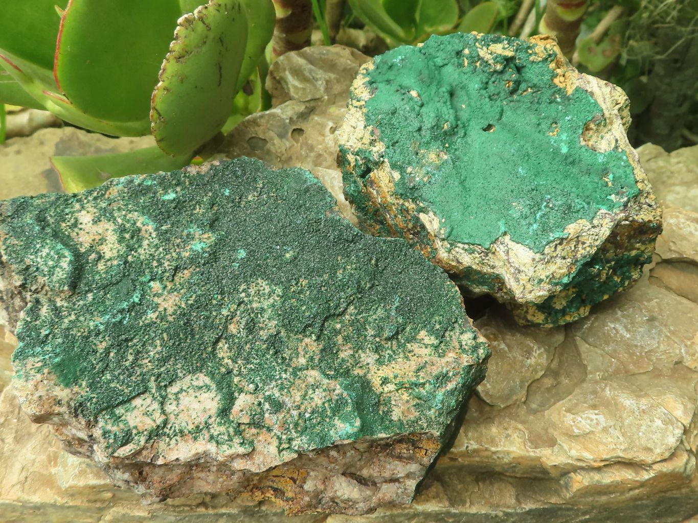 Natural Crystalline Malachite Specimens  x 2 From Congo - TopRock